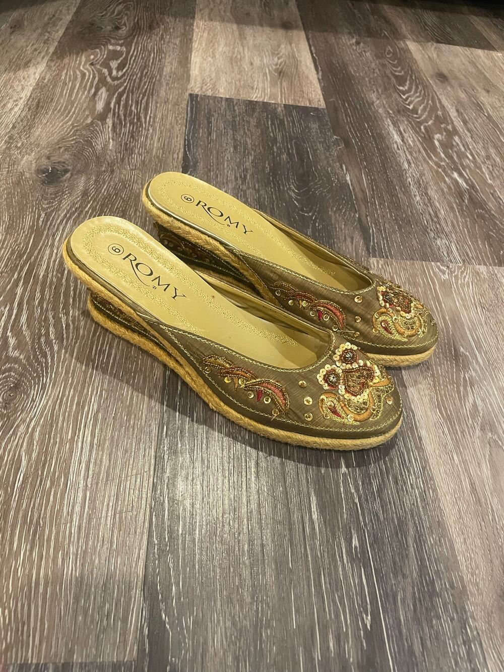 Romy y2k beaded wedge slippers